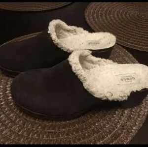 Muller shoes wooden clogs brown suede
